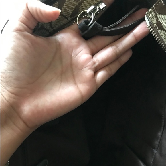 💖Coach Black Brown Suede Leather Zipper Tote Bag - Picture 6 of 8